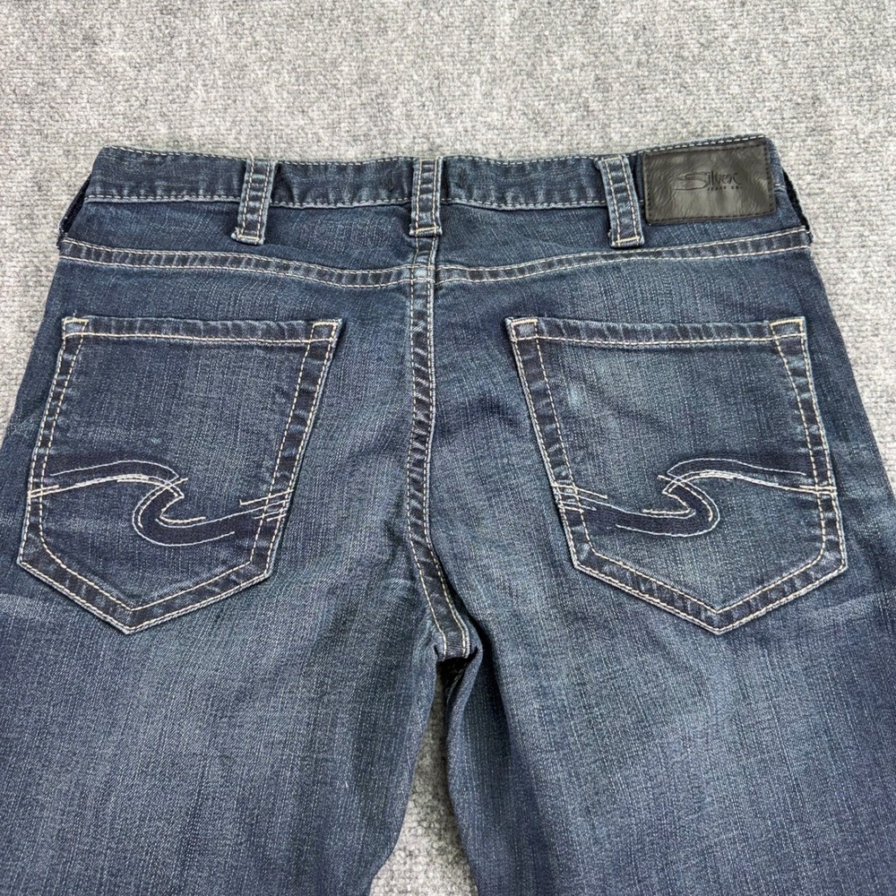 Silver Jeans Mens 33x32 (Fits 34x31) Dark Wash Zac Relaxed Straight Denim - Picture 13 of 15